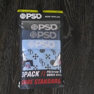 PSD Men's Boxer Briefs 3-Pack - Light Blue and Black.